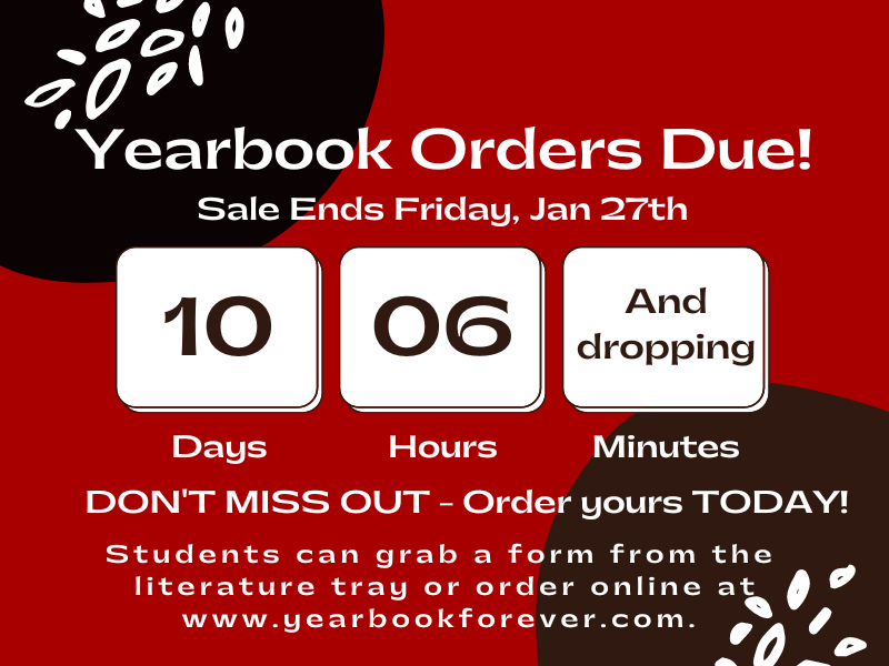 Countdown showing 10 days left to order a yearbook